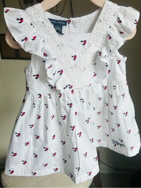 Tommy Hilfiger White Dress with Red and Navy Heart Print
